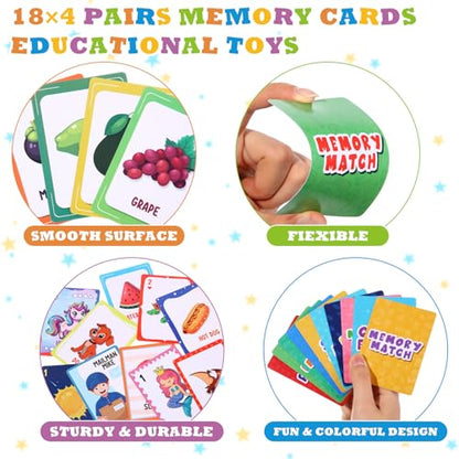 Zubebe 4 Sets Memory Matching Game for Kids Memory Match Fun Matching Game Educational Toys for Family Night, Party Favors, Classroom Prizes (Style 1) - style: Style 1