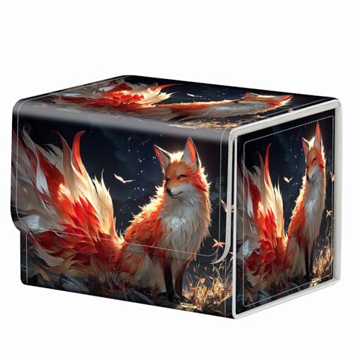Strong Magnet for TCG MTG Commander Deck Box Playing Card Case Magic Deck Box Creative Pattern Trading Card Storage Box for Collectible Games, Cute Red Fox - color: Cute Red Fox