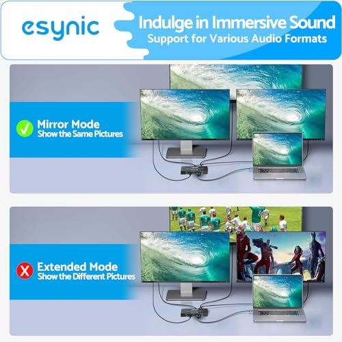 eSynic Professional HDMI Splitter 1 in 4 Out 4K@30HZ 4 Way HDMI Adapter 4k HDCP 1.4 Hdcp Bypass Splitter Plug&Play for Fire Stick PS4 Blu-ray Player etc[No Extend Mode][No Switcher][No CEC] - size: 1 In 4 Out