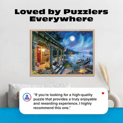 Buffalo Games Darrell Bush - Moonlight Lodge - 1000 Piece Jigsaw Puzzle - Multicolor, Rectangular - Includes Poster - 1000 Piece Puzzle for Adults - Scenic Landscape