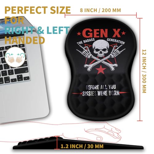 Hokafenle Ergonomic Mouse Pad Wrist Support with Massage Design, Wrist Rest Pain Relief Mousepad with Memory Foam&Non-Slip PU Base, Mouse Pads for Wireless Mouse & Desk (12x8 inch,Gen X) - color: HK031-Gen X
