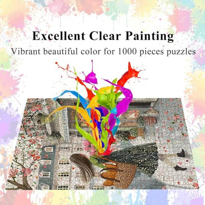 Puzzles for Adults 1000 Pieces, Beautiful Girl Jigsaw with Poster Letter on Back, Unique Pieces Fit Well No Dust (27.5"x19.6") - color: Girl