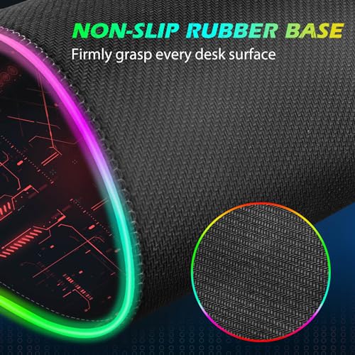 ToLuLu RGB Gaming Wireless Charging Mouse Pad, 10 Light Modes LED Mouse Pad | 5/7.5/10/15W Computer Keyboard Mat Mousepad, 800x300x4MM Extended Large Desk Mat for Gaming, MacBook, Laptop, PC,Cool Red - color: Cool Red