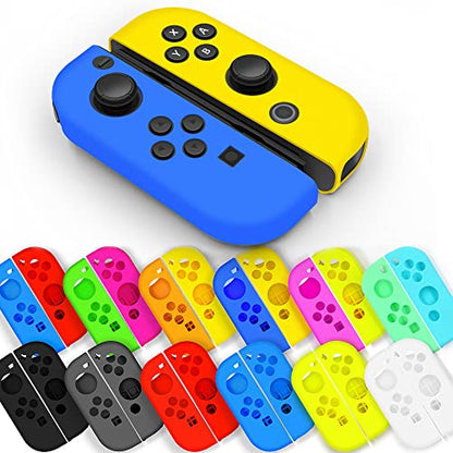 Soft Silicone Case Anti-Slip Shell Cover Replacement for Nintendo Switch Joycon Cover (Brown+Yellow) - color: Brown+Yellow