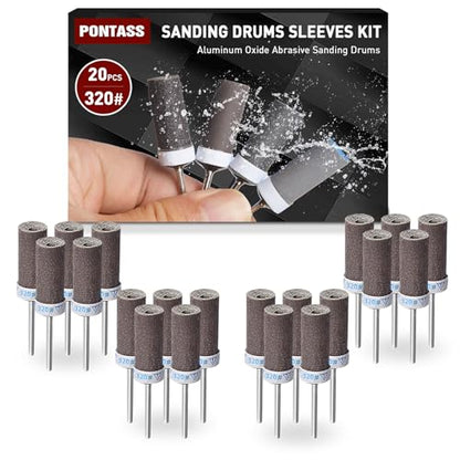 20Pcs 320 Grit Sanding Drums Sandpaper Sticks Set for Dremel Rotary Tool with 1/8" Shank,Sanding Drums Accessories Dry/Wet Abrasive Cylinders for Wood/Metal Rust Removal/Jade Polishing - size: 320 Grains