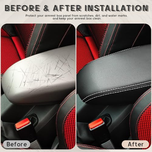 ramuel Center Console Armrest Cover for Ford Focus 2007 | Anti-Scratch ，Non-Slip ，PU Leather ，Easy Install - size: for Focus 2007