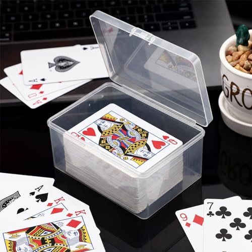 Vicenpal Playing Card Boxes Snaps Closed Clear Plastic Cases Poker Gaming Playing Cards Trading Card Storage Boxes Compatible with MTG TCG 100 Game Cases 4.3 x 2.95 x 2.2 Inches(4 Pcs)