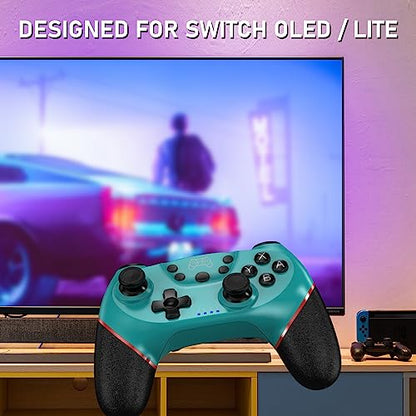 Diswoe Controller for Switch, Wireless Pro Controller for Switch 2/Switch/Switch Lite/Switch OLED, Remote Gamepad with Joystick, Adjustable Turbo Vibration with Programmable Function - color: Blue+BF