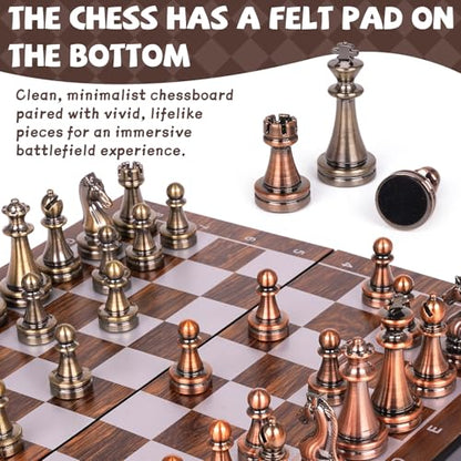 Magnetic Travel Chess Set, Folding Wooden Chess Board with Acrylic Pieces and Storage, Portable Chess Set for Adults and Kids, Classic Strategy Board Game Gift