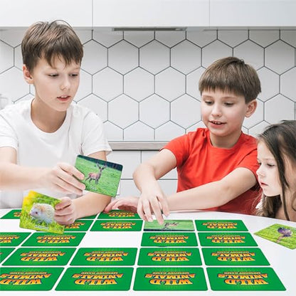 Hebayy Wild Animal Matching Game, 80 PCS Realistic Animal Memory Matching Cards for Toddlers 40 Pairs Real Animal Memory Cards Educational Toys for Preschool Boys & Girls 4 5 6 Years Old - style: Animal