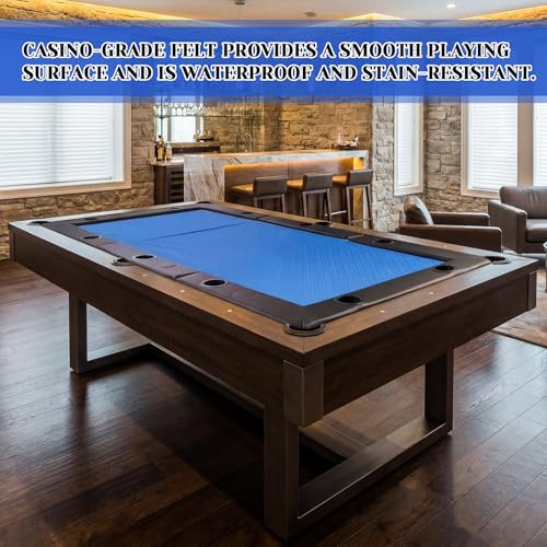 86.2" x 43.5" Poker Table Tops for 8 Feet Pool Tables 10 Player Poker Table Game Billiard Pool Convertible Cover Mat Waterproof and Foldable, Blue