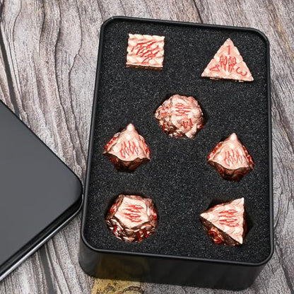Dragon Scale Metal Dice Set-Dragon Claw,with Gift Metal Box for TTRPG Tabletop Gaming,Dungeon Masters,RPG Adventures(Rose Gold) - color: Rose Gold