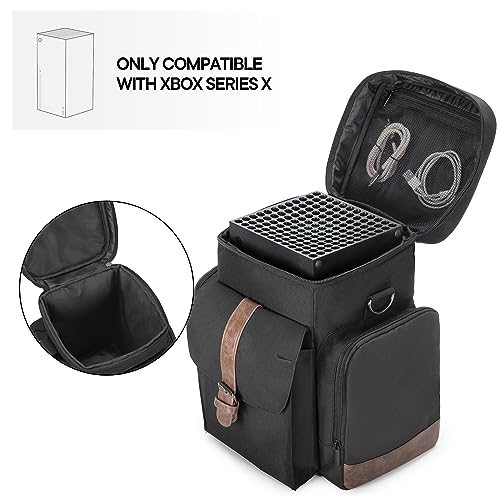 LoDrid Game Console Carrying Case Compatible with Xbox Series X, Bag Only | Storage Travel Case with Multiple Pockets for Controllers, Cables, Portable Hard Disk, and Other Accessories, Patent Design