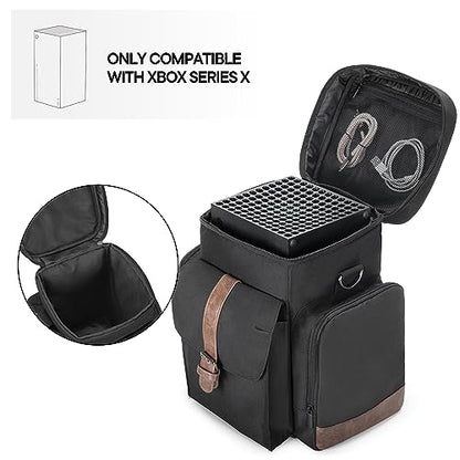 LoDrid Game Console Carrying Case Compatible with Xbox Series X, Bag Only | Storage Travel Case with Multiple Pockets for Controllers, Cables, Portable Hard Disk, and Other Accessories, Patent Design