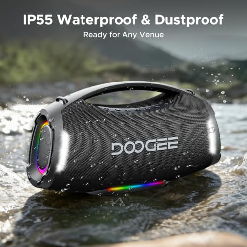 Portable Wireless Speaker, 250W Peak/220W RMS Loud Boombox Speaker, Deep Bass Outdoor Party Speaker, 20H Playtime, IPX5 Waterproof, RGB Lights, TWS Pairing, USB/TF/AUX