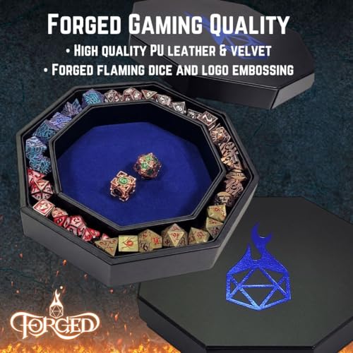 Forged Dice Co. Dice Arena Rolling Tray and Storage Compatible with Any dice Game, D&D and RPG Gaming - color: Blue