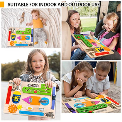 Montessori Busy Board for Toddlers, Wooden Sensory Toys, Preschool Learning Activities for Fine Motor Skills Travel Toy, Basic Life Skills Educational Gifts for 1 2 3 Years Old Kids Boys Girls | Preschool Learning Activities, Basic Life Skills, Fine Motor