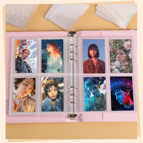 400 Pcs Kpop Photocard Sleeves 58×89mm Laser Flashing Photo Card Sleeves PVC Free & Acid Free Photocards Holder for Kpop Albums Photo Cards - style: Holographic Style