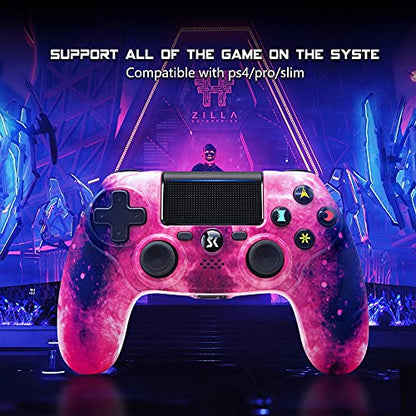 Wireless Controller for PS4, Controller for Sony PlayStation 4, Double Shock 6-Axis Motion Sensor, Sensitive Touch Pad, Built-in Speaker & Stereo Headphone Jack, Compatible with PlayStation 4/Pro/Slim - color: Pink