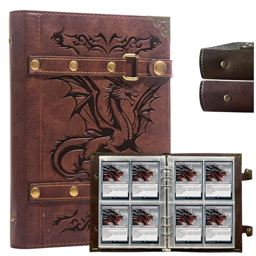 4 Pocket Card Binder,Premium Trading Card Binder,240 Double Sided Pocket | Portable Card Collection Binder,Collector Card Album,Card Folder For MTG,TCG,Sports Cards,Game Cards(x2-Dragon-Red) - color: x2-Dragon-Red