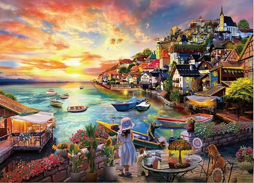 Summer Lake Jigsaw Puzzles for Adults 1000 Pieces, Sunset Landscapes Puzzles for Kids Teens Family Puzzle Toys Educational Intellectual Decompressing Challenging Fun Game Size 27" x 20" - color: Summer Lake