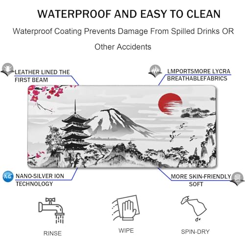 Japanese Landscape Large Mouse Pad Large Extended Mouse Pad | 31.5x15.7inch Big Computer Mousepad Waterproof Non-Slip Rubber Mice Pads Stitched Edges - color: Landscape, size: 31.5" x 15.7"