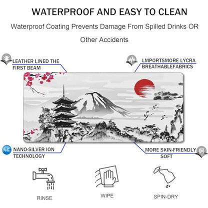 Japanese Landscape Large Mouse Pad Large Extended Mouse Pad | 31.5x15.7inch Big Computer Mousepad Waterproof Non-Slip Rubber Mice Pads Stitched Edges - color: Landscape, size: 31.5" x 15.7"