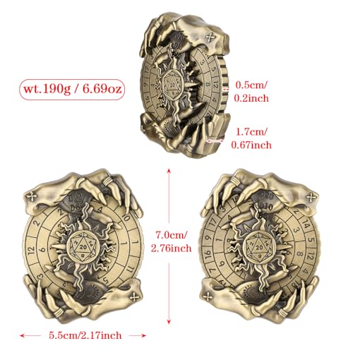 Spinner DND Dice Set, Metallic D&D Dice, Magic Hand Roulette Dice Spinner for DND Dice Set, D&D Gifts with Gift Box, Role Playing Game Board Game Accessories, Bronze - color: Bronze