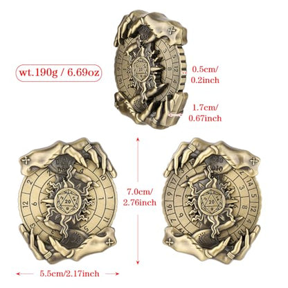 Spinner DND Dice Set, Metallic D&D Dice, Magic Hand Roulette Dice Spinner for DND Dice Set, D&D Gifts with Gift Box, Role Playing Game Board Game Accessories, Bronze - color: Bronze