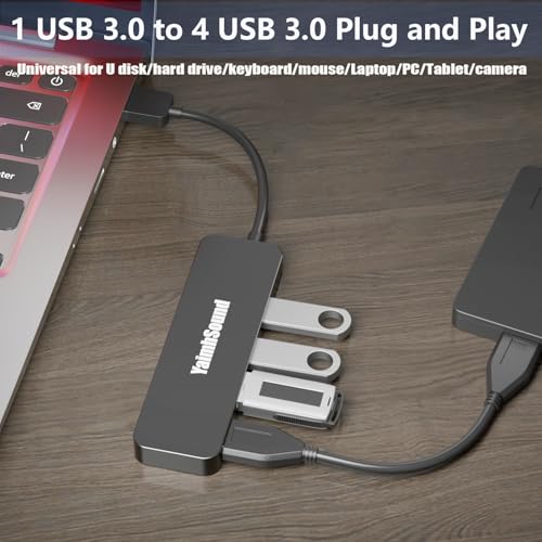 USB Splitter for Laptop, YaimhSound 4 Port USB Hub 3.0, Multi USB Expander | USB Port Extender Adapter for Keyboard,Mouse, Dell,Asus,HP,MacBook,Surface, Acer,Ps4,Xbox,Flash Drive,SSD,Printer,Camera - size: Black USB to 4 USB