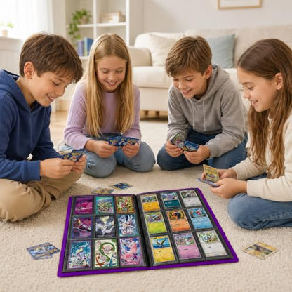Trading Card Binder, 9 Pocket 20 Pages 360 Cards, Suitable for MTG, TCG(Purple) - color: Purple