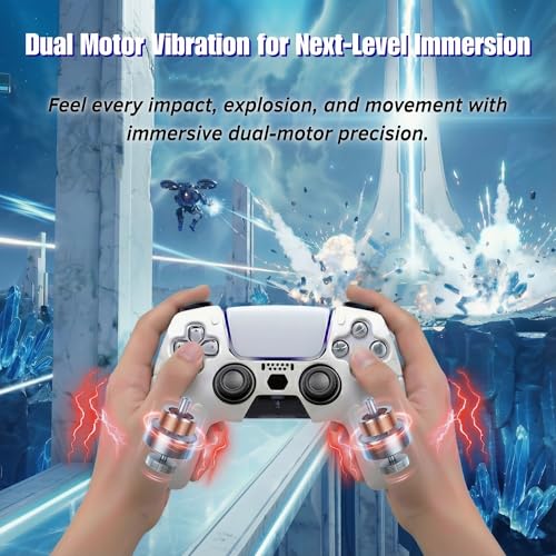 NexoGame Wireless Controller for PS5 with 3D Hall Effect Joysticks, Bluetooth 5.0 Gamepad with Motion Control, Dual Vibration, USB C Rechargeable Design, Compatible with PS5 Console and Windows PC Gaming - color: White