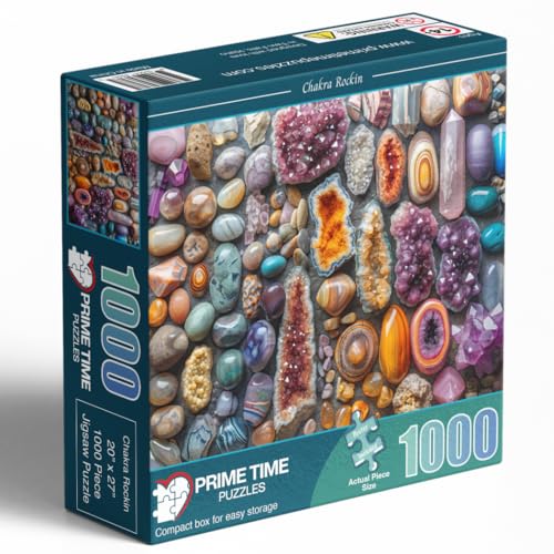 1000 Piece Rock Jigsaw Puzzle for Adults - Colorful Crystals and Healing Stones - Challenging Puzzle Perfect for Game Nights - Unique and Difficult - 20x27 inches (Chakra Rockin) - color: Chakra Rockin
