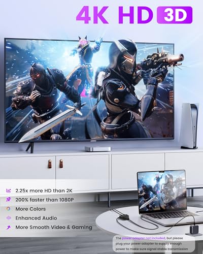 NEWCARE 4K HDMI Cable Splitter 1 in 2 Out with 1.6Ft Fixed HDMI 2.0 Cable-Mirror Display, One Male to Dual Female Support HDTV, LCD, TV, 1080P 3D, Support Two Same Size TVs at The Same Time