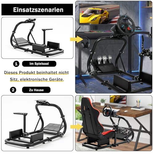 Marada Steering Wheel Simulator Cockpit Upgrade Fit for Fanatec, for PXN, for Thrustmaster, for Logitech G25 G27 G29 G920 Stable Racing Stand Adjustable Frame, Wheel Pedal Shifter and Seat Not Include