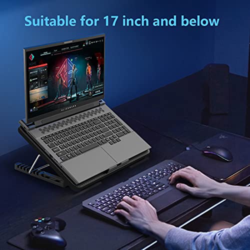 LIANGSTAR Laptop Cooling Pad, Laptop Cooler with 6 Quiet Fans for 12-17 Inch Notebook Gaming Fan Stable Stand, 7 Height & Wind Speed Adjustable, 2 USB Port & Phone Holder (Black) - color: Black 6 Fans