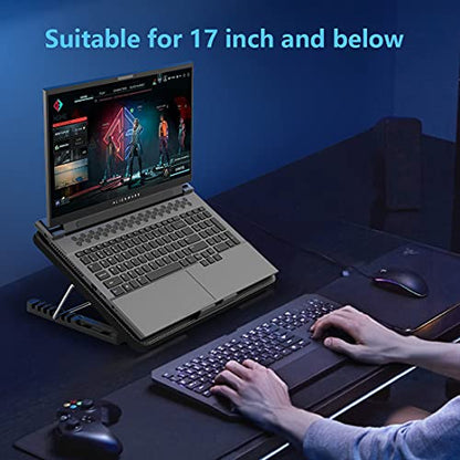 Laptop Cooling Pad, Laptop Cooler with 6 Quiet Fans for 12-17 Inch Notebook Gaming Fan Stable Stand, 7 Height & Wind Speed Adjustable, 2 USB Port & Phone Holder (Black) - color: Black 6 Fans