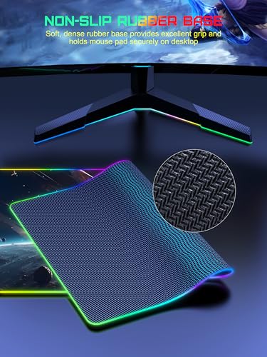 TopMade Wireless Charging Mouse Pad, RGB Gaming Mousepad, 35.4" x 15.8" Extra Large Waterproof Keyboard Desk Pad, Computer Desk Mat, Cosmic Planet (Includes 20W PD Power Adapter & 6.56ft Woven Cable) - color: RGB Cosmic Planet-35.4"x15.8"-with Adapter