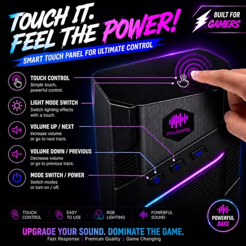 W-206RE RGB Gaming Speakers for PC, Bluetooth & USB Computer Speakers for Desktop PC, Touch Control Stereo Speakers for Monitor & Laptop with 21 LED Light Modes