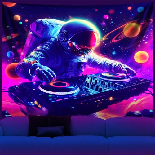 NYZE Astronaut Space Tapestry for Bedroom, Music Wall Tapestry, Party Decor Glow in the Dark Room Decor Tapestries, Cool Galaxy Planet Wall Hanging, Wall Hanging for Room Dorm 79in×59in - color: Astronaut H, size: 79"L x 59"W