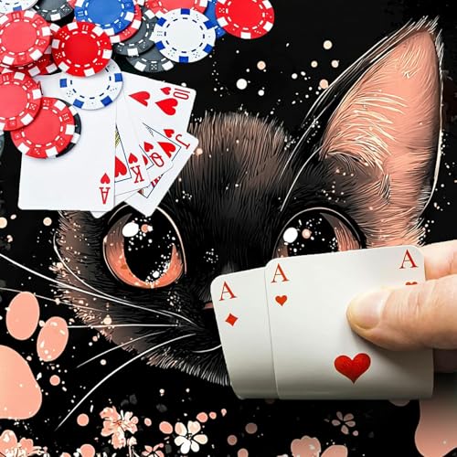 Cute Pink and Black Cat for MTG & TCG Playmat Mouse Pad,BFDHGQZC 24" x 14" Game Mat for MTG/RPG/CCG Trading Card Game Playmats Table Mat Perfect for Card Games Video Games Computer Office - color: Cute Pink and Black Cat