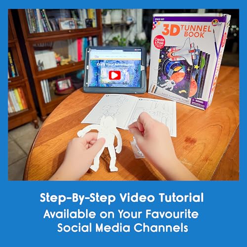 EyeConnect Crafts DIY 3D Tunnel Book Kit – Creative STEAM Art & Craft Set for Kids & Teens, Build, Paint & Make Your Own Book with Posable Interactive Animals & Characters (Ocean) | Build, paint, create a unique pop-in book with 12 posable animals! Screen