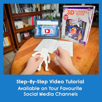 EyeConnect Crafts DIY 3D Tunnel Book Kit – Creative STEAM Art & Craft Set for Kids & Teens, Build, Paint & Make Your Own Book with Posable Interactive Animals & Characters (Ocean) | Build, paint, create a unique pop-in book with 12 posable animals! Screen