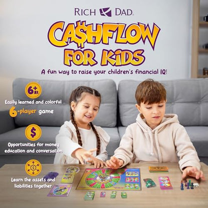 Rich Dad Cashflow Board Game for Kids, Children's Edition, Up to 6 Players, Ages 6+ - Fun and Educational Learning Games for Boys, Girls, and Family - style: Kids Version