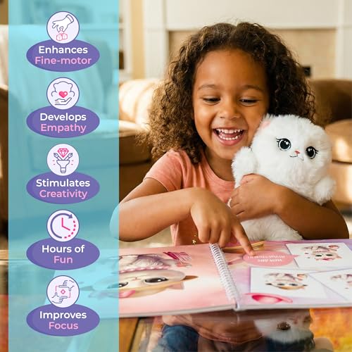 Reusable Sticker Book Dress Up Kitten Activity Set with Plush Toy | Includes 300+ reusable stickers and a soft plush kitten toy. Fashion-themed creative play for girls ages 3–8 - color: Kitten Book With Plush Toy