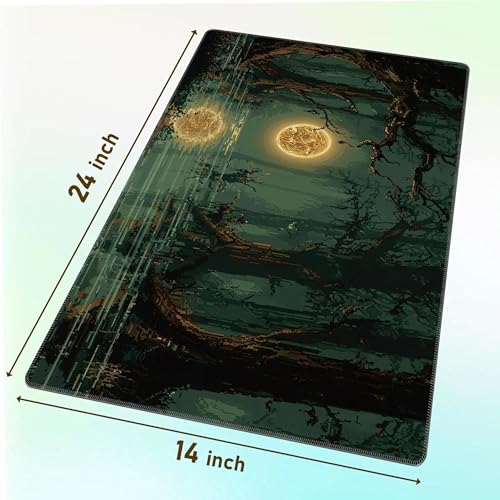 Ultimate TCG Battle Set: 24"x14" Stitched Fantasy Playmat, 16 Dice & Carry Bag – Non-Slip 2mm Rubber Card Game Mat for Trading Card Games (Midnight Swamp, Classic Series) - color: Midnight Swamp, size: CLASSIC SERIES