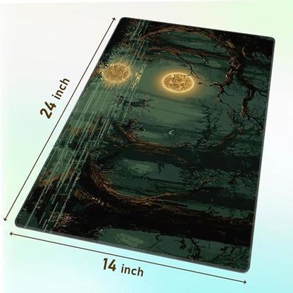 Ultimate TCG Battle Set: 24"x14" Stitched Fantasy Playmat, 16 Dice & Carry Bag – Non-Slip 2mm Rubber Card Game Mat for Trading Card Games (Midnight Swamp, Classic Series) - color: Midnight Swamp, size: CLASSIC SERIES