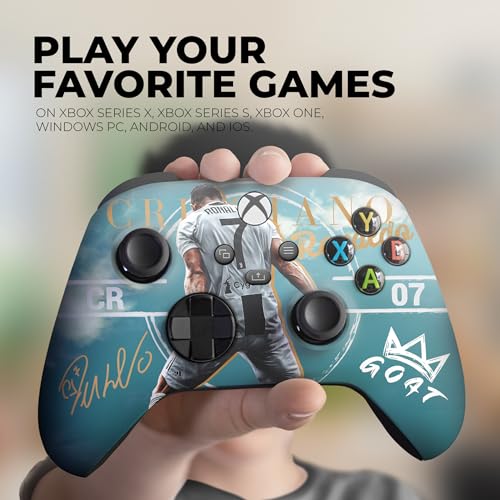 DreamController Ronaaldo Custom X-box Controller Wireless compatible with X-box One/Series X/S Proudly Customized in USA I Permanent HYDRODIP Print(NOT JUST A SKIN)(MODDED) - color: Ronaaldo, size: Modded - Front & Back Print