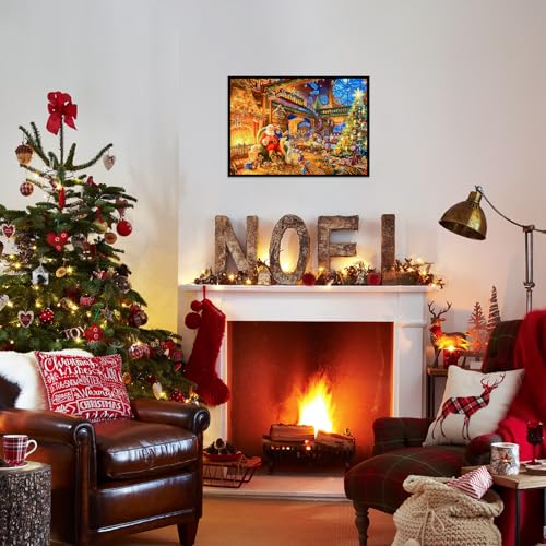 1000 Piece Puzzle for Adults - Christmas Cabin Christmas Puzzle, Letters on Back, Santa Claus Christmas Vacation Jigsaw Puzzles, Challenging Puzzles for Teens Seniors - 27.6 x 19.7 inches - color: Christmas Cabin