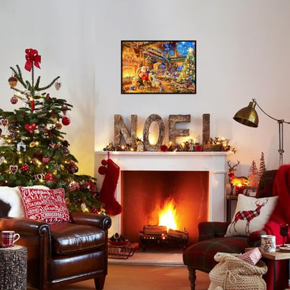 1000 Piece Puzzle for Adults - Christmas Cabin Christmas Puzzle, Letters on Back, Santa Claus Christmas Vacation Jigsaw Puzzles, Challenging Puzzles for Teens Seniors - 27.6 x 19.7 inches - color: Christmas Cabin